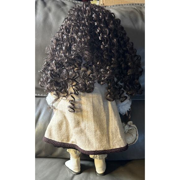 -DOLL PORCELAIN swan collection Long Brown Curly Hair Blue Eyes 21” - Picture 5 of 13